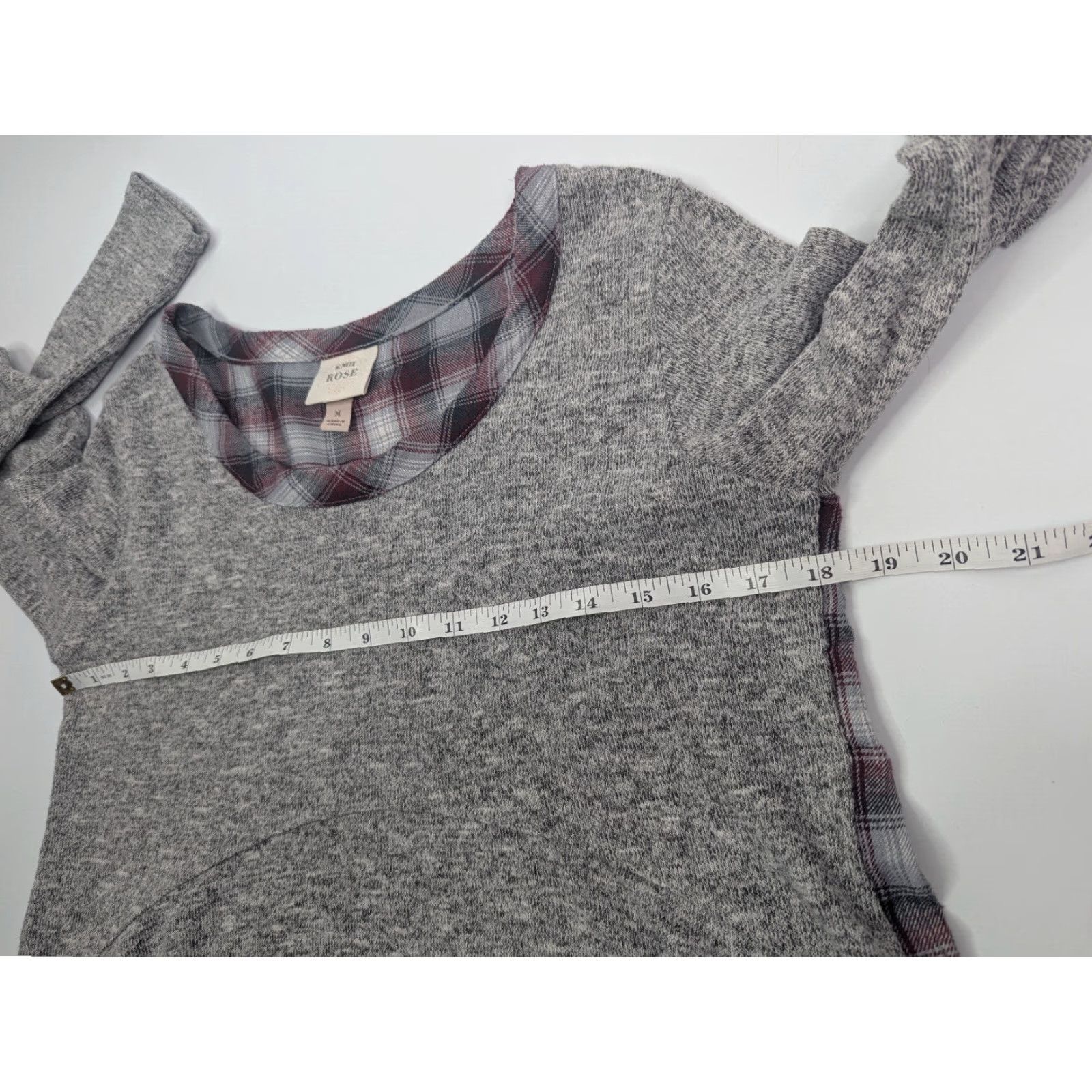 Vintage Knox Rose Tunic Sweater Womens Medium Plaid Gray Red Bohemian Long Sleeve Pullover Shirt Size M / US 6-8 / IT 42-44 - 5 Thumbnail