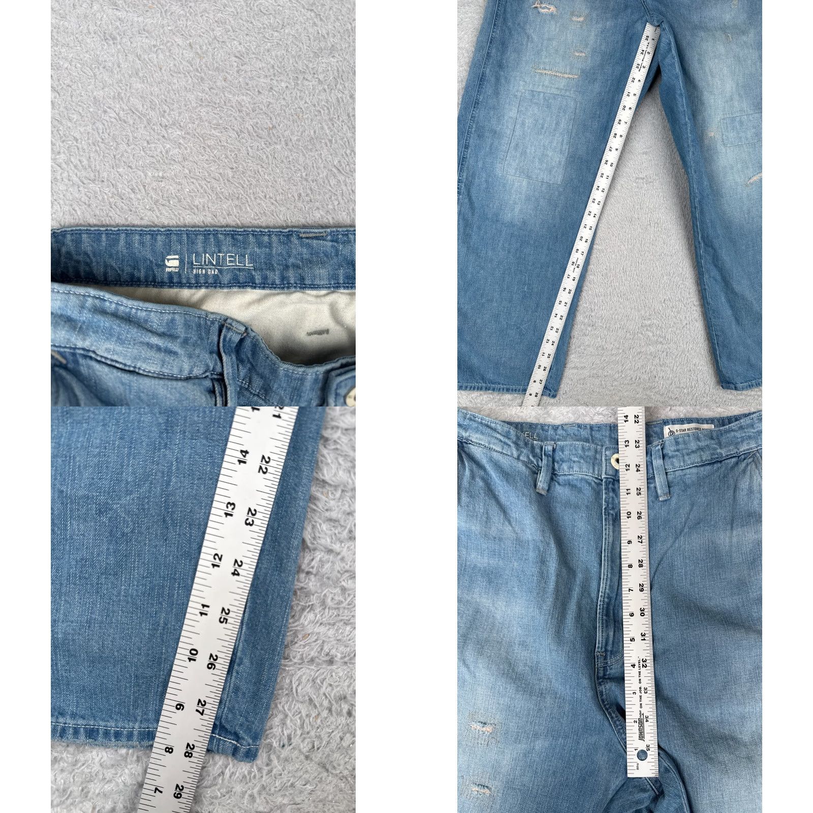 G-Star G-Star Jeans Mens 32x29 Blue Restored Denim Lintell High Dad Wide Leg Patches Jeans Mens 32 Blue G-Star Lintell 3301 Designer Preppy Size US 32 / EU 48 - 8 Thumbnail