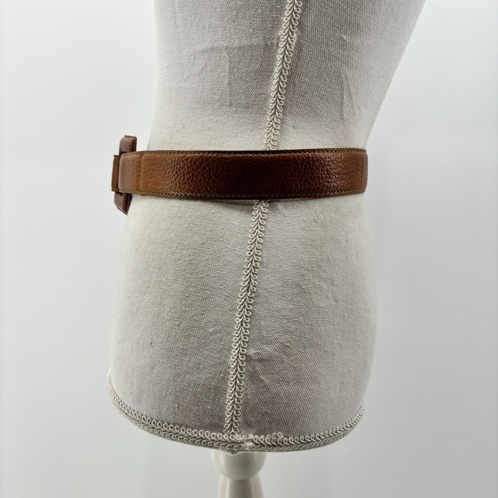 Esprit Esprit 90s Womens Size M Belt Leather Brown Glam Loop Fold Size ONE SIZE - 5 Thumbnail