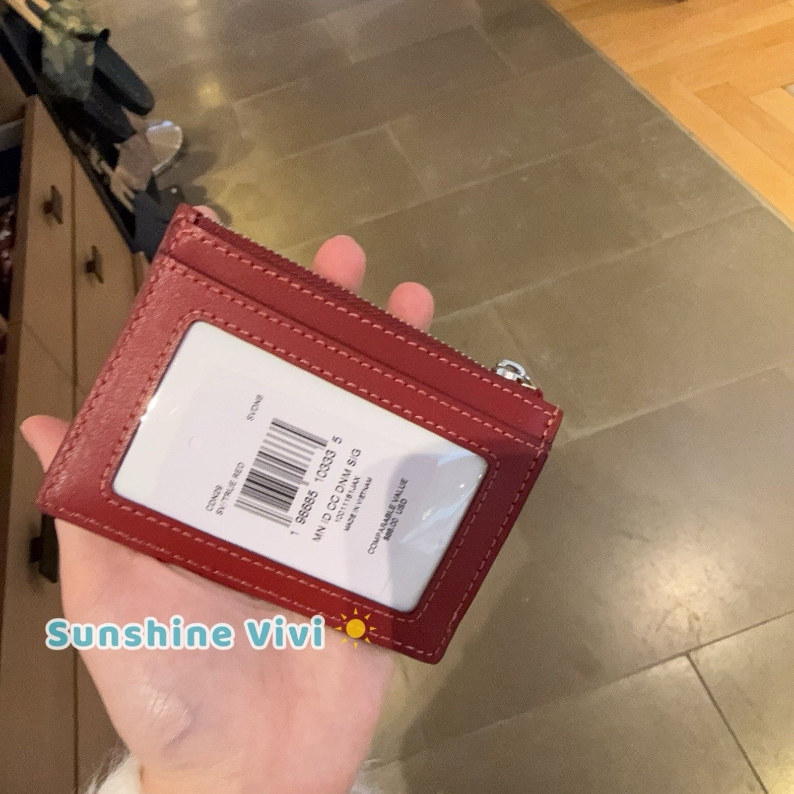 Coach NWT Coach Mini Skinny Id Case CDN29 denim/Silver/True Red Size ONE SIZE - 4 Thumbnail