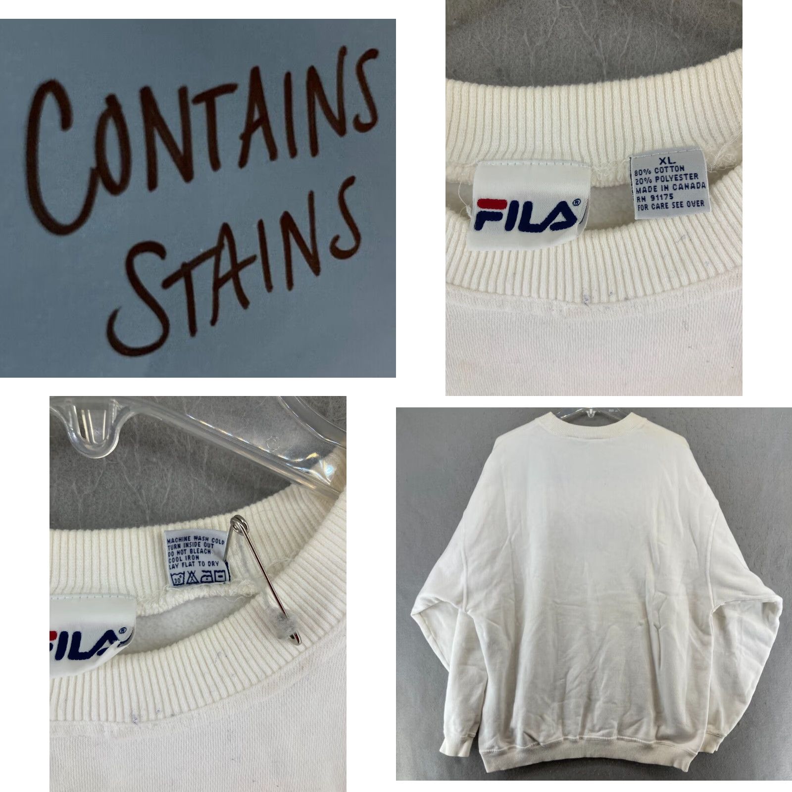 Fila Fila Athletic Sweatshirt XL White Pullover Crew Neck 90s Mens Size US XL / EU 56 / 4 - 8 Thumbnail