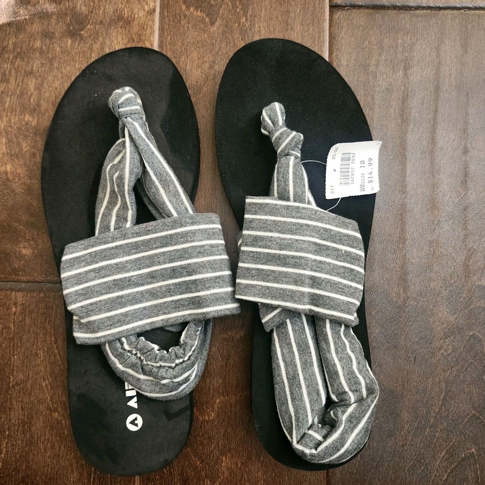 Airwalk Airwalk Womens Sandals Flip Flop Size 10 Gray Stripe Black Cloth Wrap Striped Womens Shoes Size US 10 / IT 40 - 2 Thumbnail