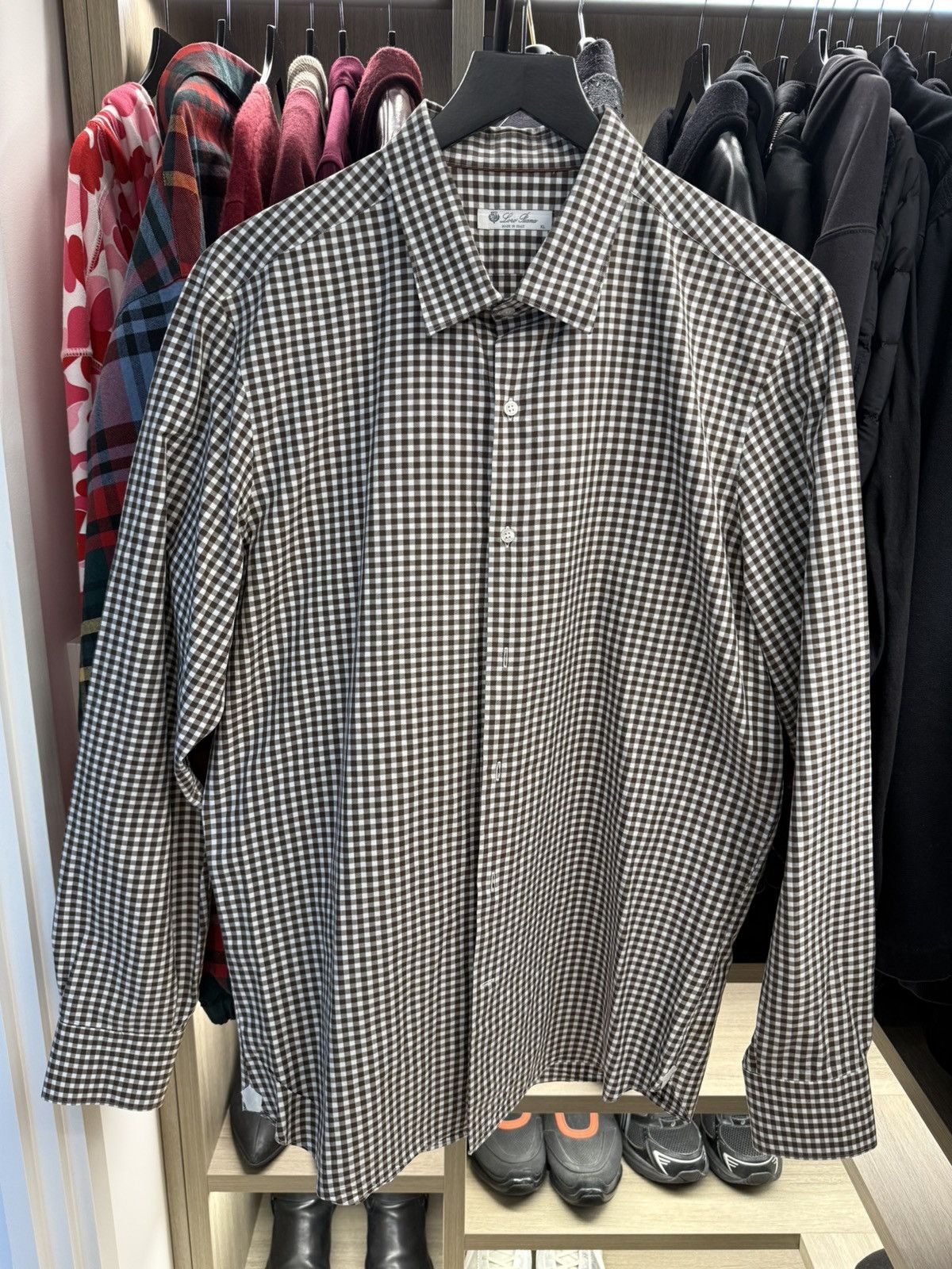 Loro Piana Loro Piana Brown Gingham Button Down Size US XL / EU 56 / 4 - 1 Thumbnail