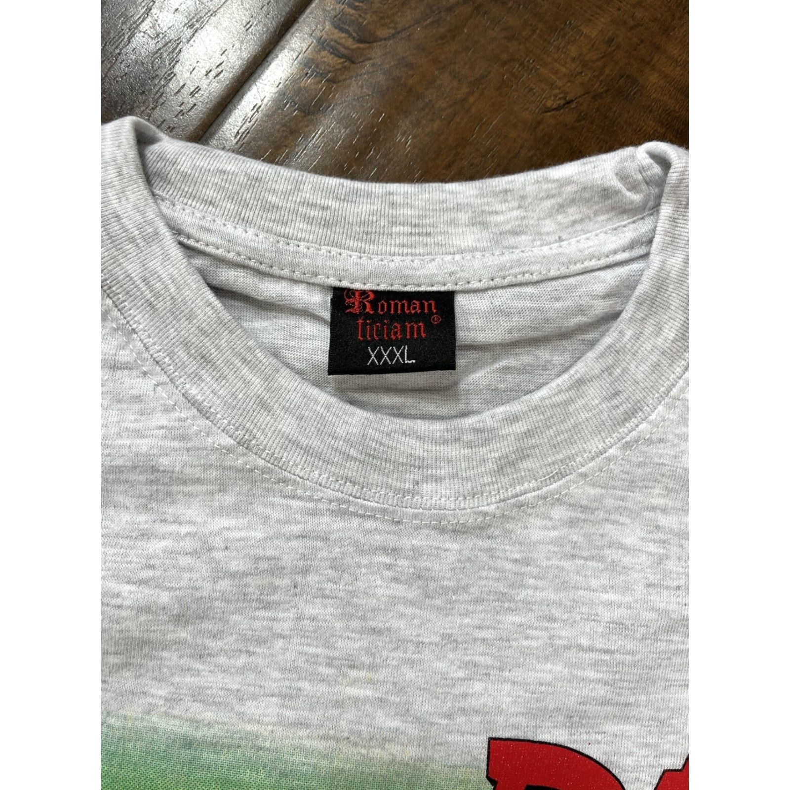 Vintage VINTAGE Bob Marley T-Shirt Roman Tiriam 2XL Gray Short Sleeve Mens Music Reggae Rasta Tee Graphic Print Bohemian Hippie Retro Festival 90s Size US XXL / EU 58 / 5 - 5 Thumbnail