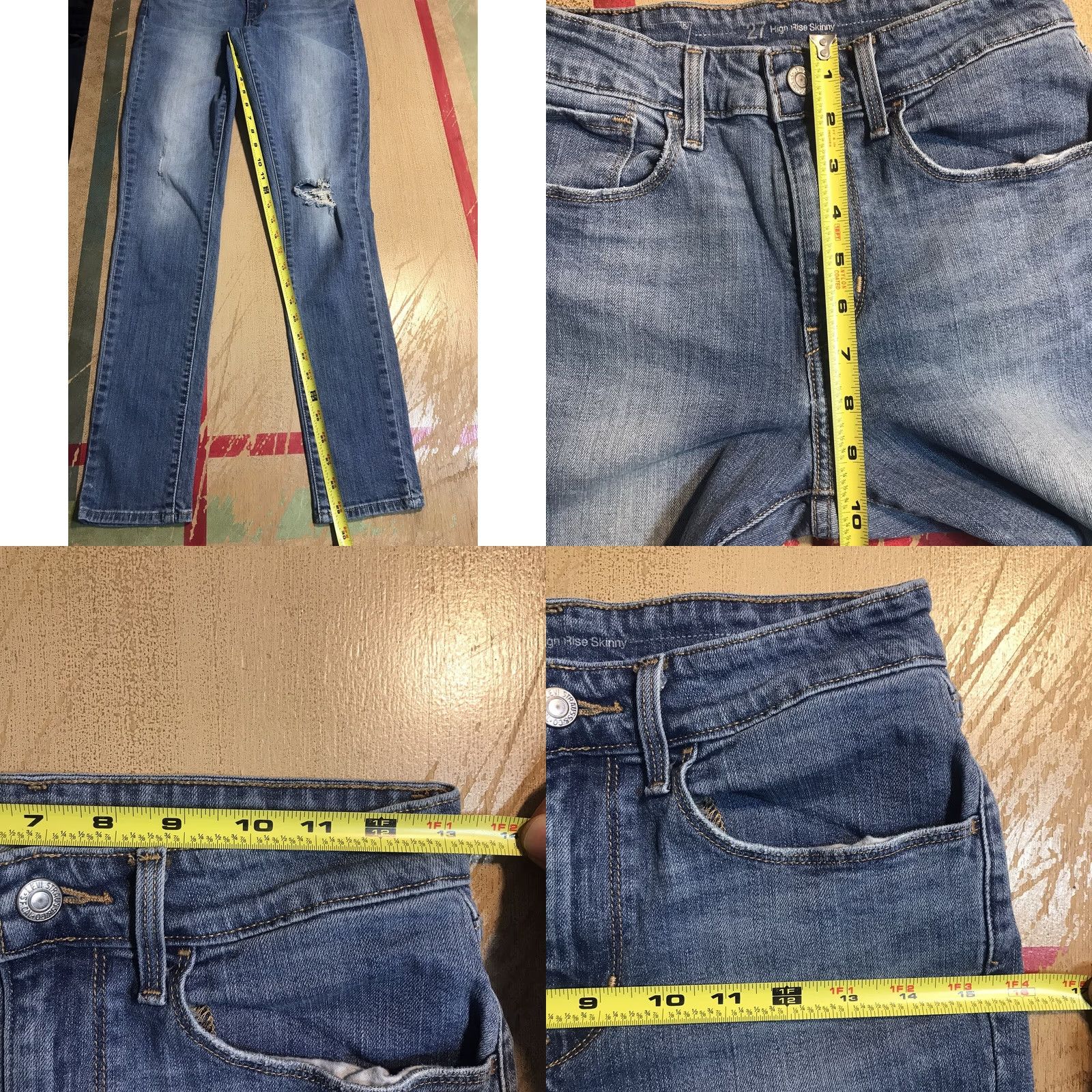 Levi's Levis 721 Skinny Jeans Womens 27 Regular Light Blue Distressed Stretch 5-Pocket Denim Jeans Size 27" / US 4 / IT 40 - 9 Thumbnail