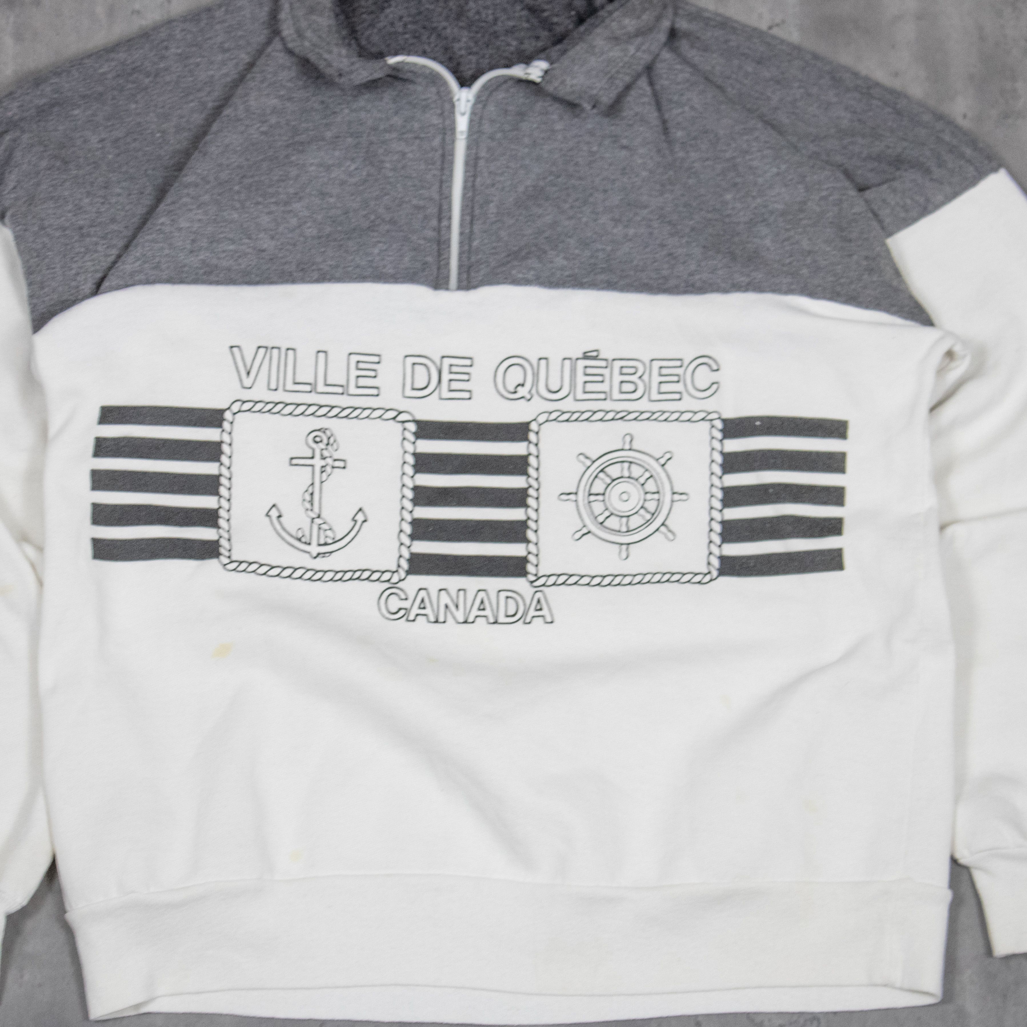 Vintage Vintage 1980's Ville De Quebec Half Zip Grey Sweater Size US L / EU 52-54 / 3 - 3 Thumbnail