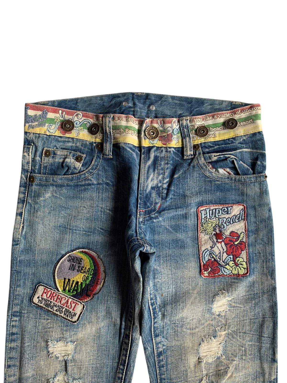 Other 💥 Vintage 90s Style Hyper Beach Stone Wash Patch Jeans Rare Size US 31 - 12 Thumbnail