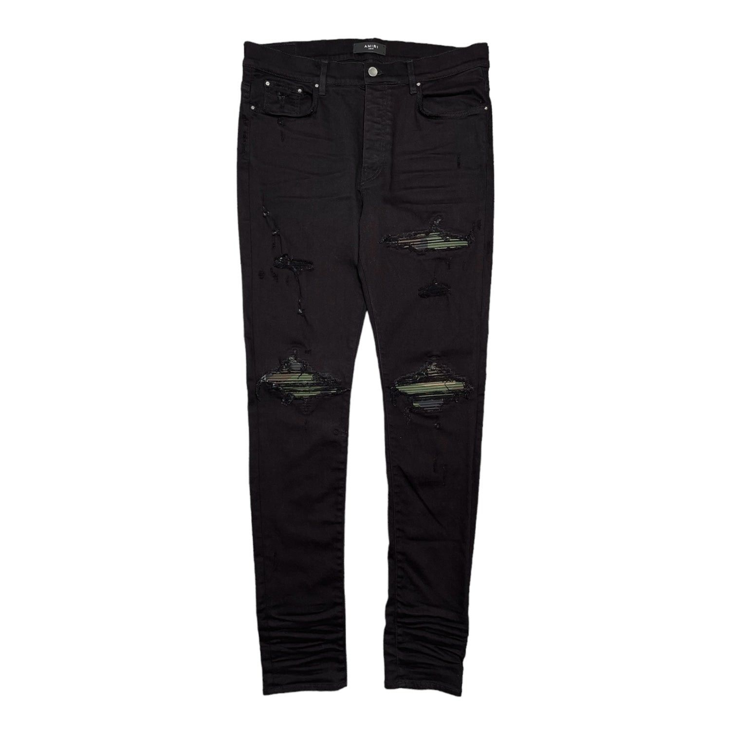 Amiri MX1 Camo Bandana Patch Jeans Antique Black