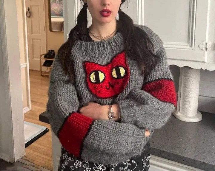 Cat Cartoon Knit Sweater Design