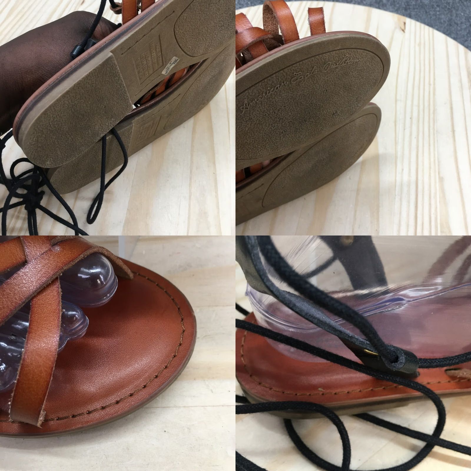 Vintage American Eagle Sandals Womens 9 Gladiator Black Leather Hook & Loop Casual Size US 9 / IT 39 - 8 Thumbnail
