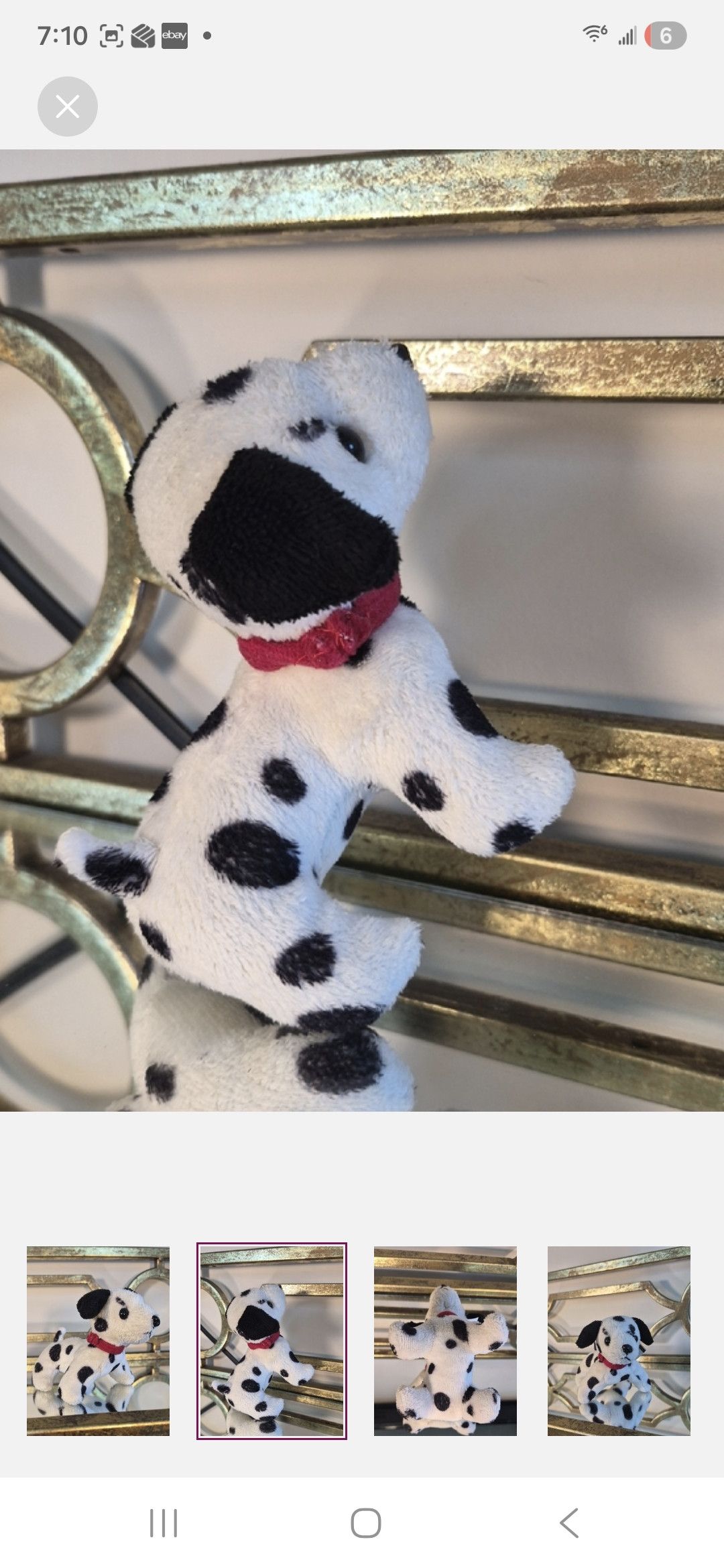 Disney 101 Dalmatian Dog Puppy Toy with Red Collar Size ONE SIZE - 2 Thumbnail