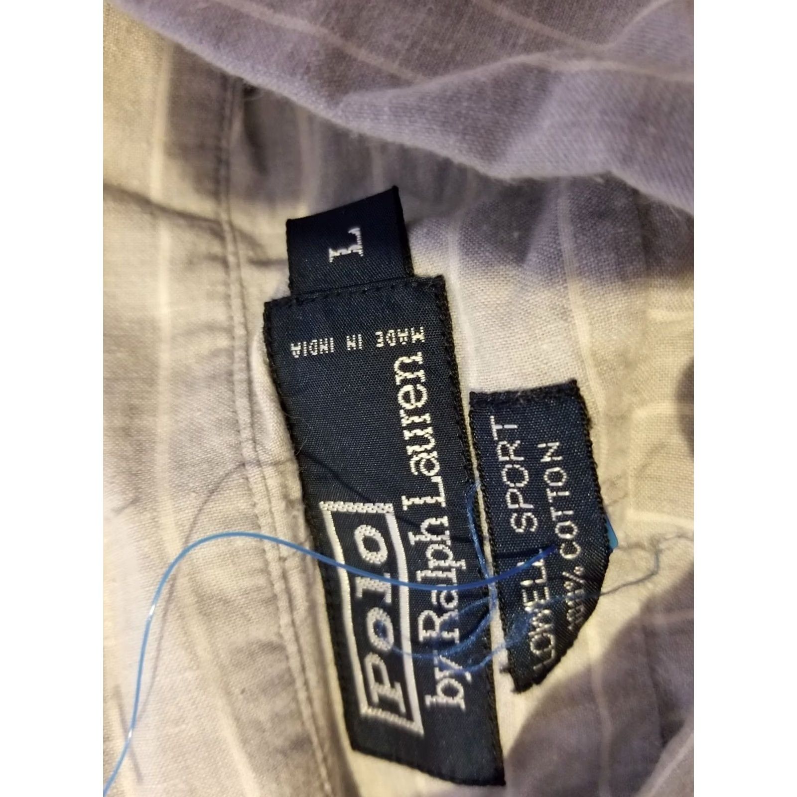 Polo Ralph Lauren Mens Polo Ralph Lauren Dress Shirt L Large Blue Button Cotton Size 42R - 3 Thumbnail