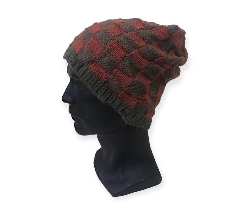image of Checkered Plaid Tartan Beanie Hat, Men's