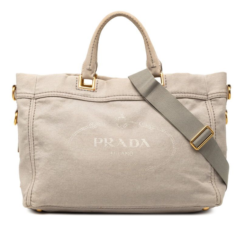 Prada Prada Canapa Canvas 2way Tote Bag Textile Shoulder Bag DUTY FREE for USA