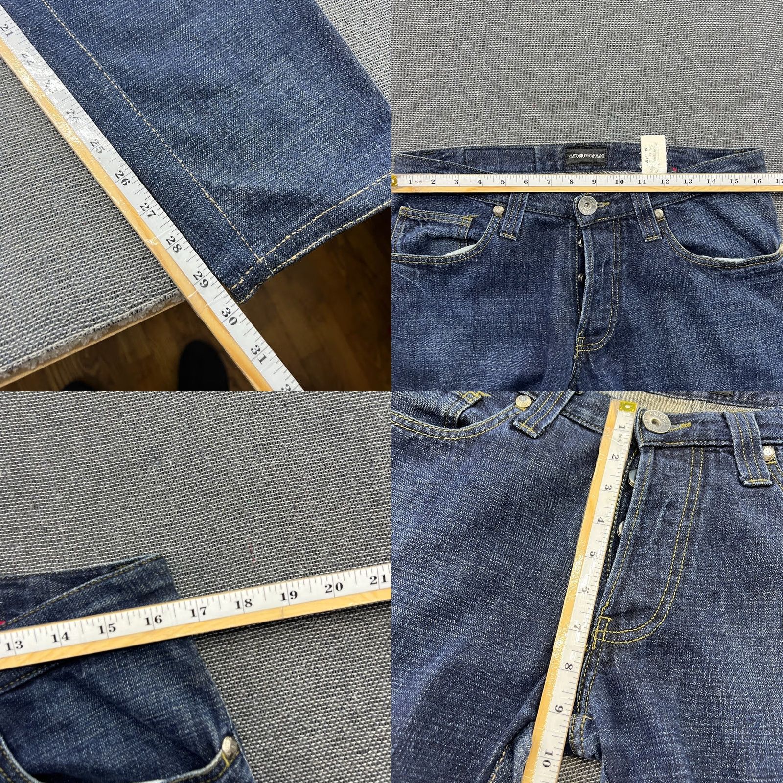 Emporio Armani Emporio Armani Mens Jeans Size 32 Straight Blue Denim Button Fly Slim Fit Size US 32 / EU 48 - 8 Thumbnail