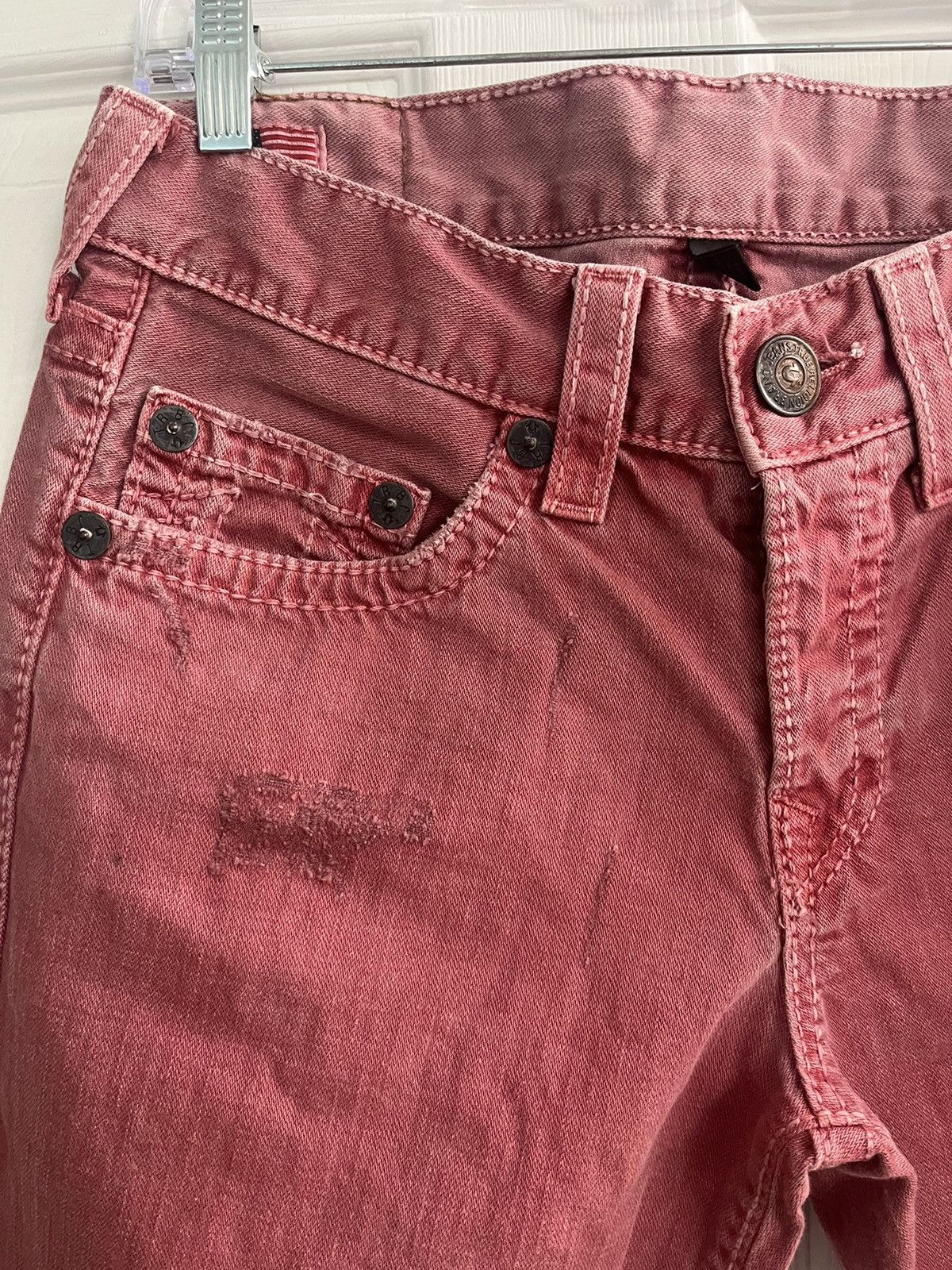 True Religion True Religion Faded Red Denim Jean Shorts Size US 32 / EU 48 - 5 Thumbnail