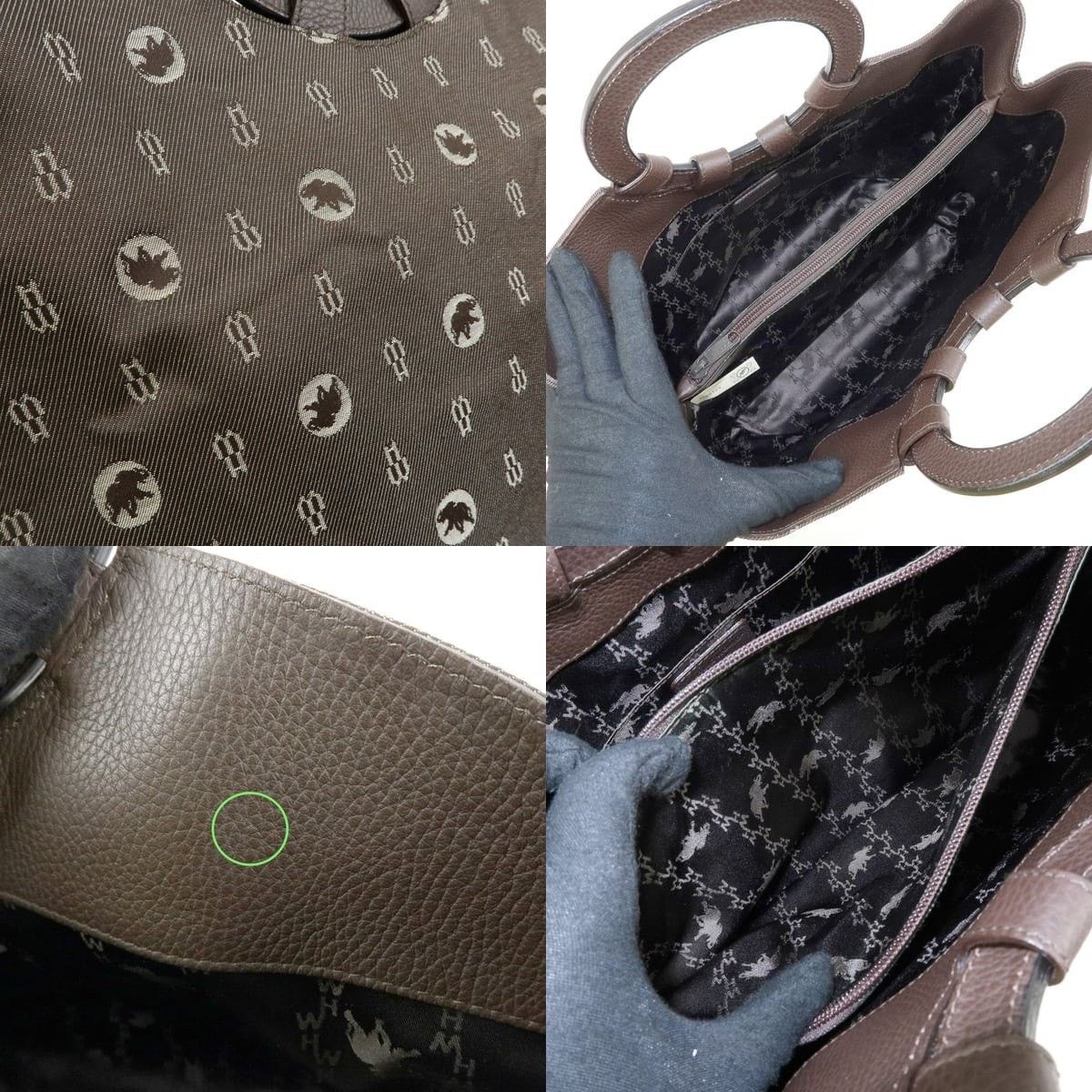Huntington Hunting World Monogram Canvas & Leather Tote Brown Size ONE SIZE - 6 Thumbnail