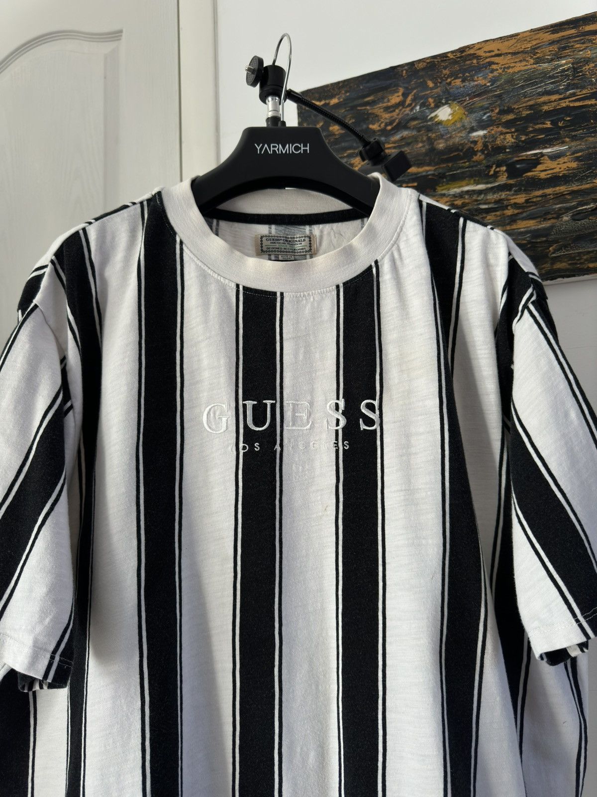 A$AP Rocky × Guess × Vintage Vintage GUESS like ASAP ROCKY Striped Spellout T Shirt Size US XL / EU 56 / 4 - 3 Thumbnail