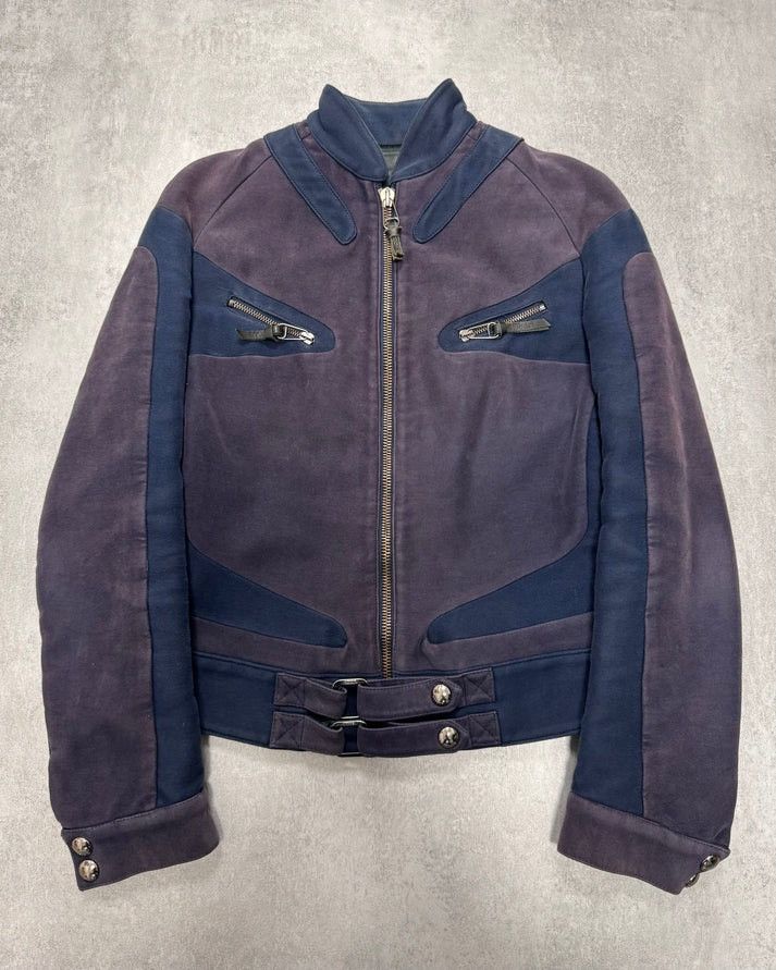 image of Ss2004 Versace Pro Biker Jacket (S) in Purple, Men's (Size Small)