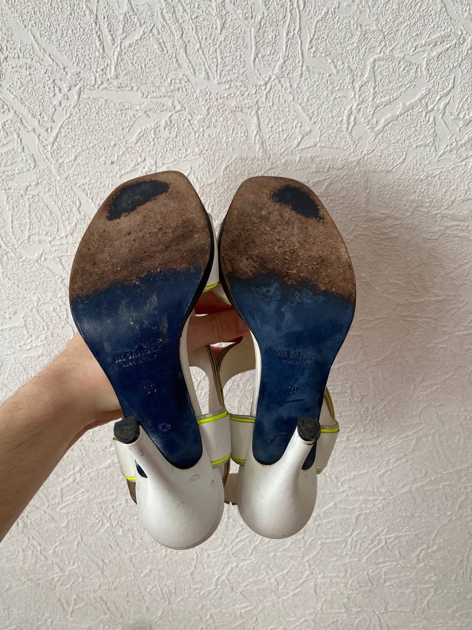 Jil Sander 00s Jil Sander White Tech Leather Heels Sandals Size US 5 / IT 35 - 6 Thumbnail