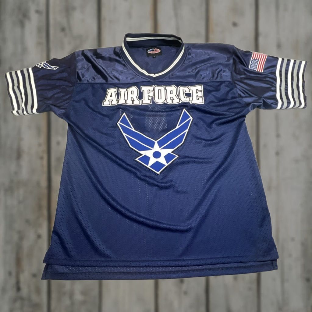 Logo 7 VINTAGE JWM U.S. Air Force Jersey Men Large Wings Logo Blue Football Emblem Patches Shirt" Size US L / EU 52-54 / 3 - 1 Thumbnail