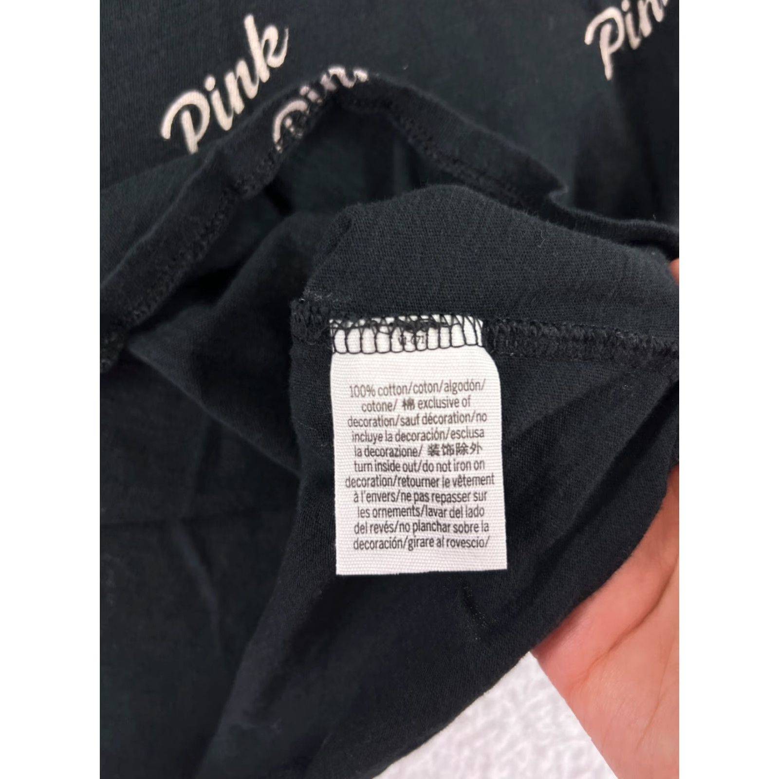 Victoria's Secret Victoria's Secret Women's Black V-Neck T-Shirt Adult Medium Cotton Casual All Seasons Size M / US 6-8 / IT 42-44 - 4 Thumbnail