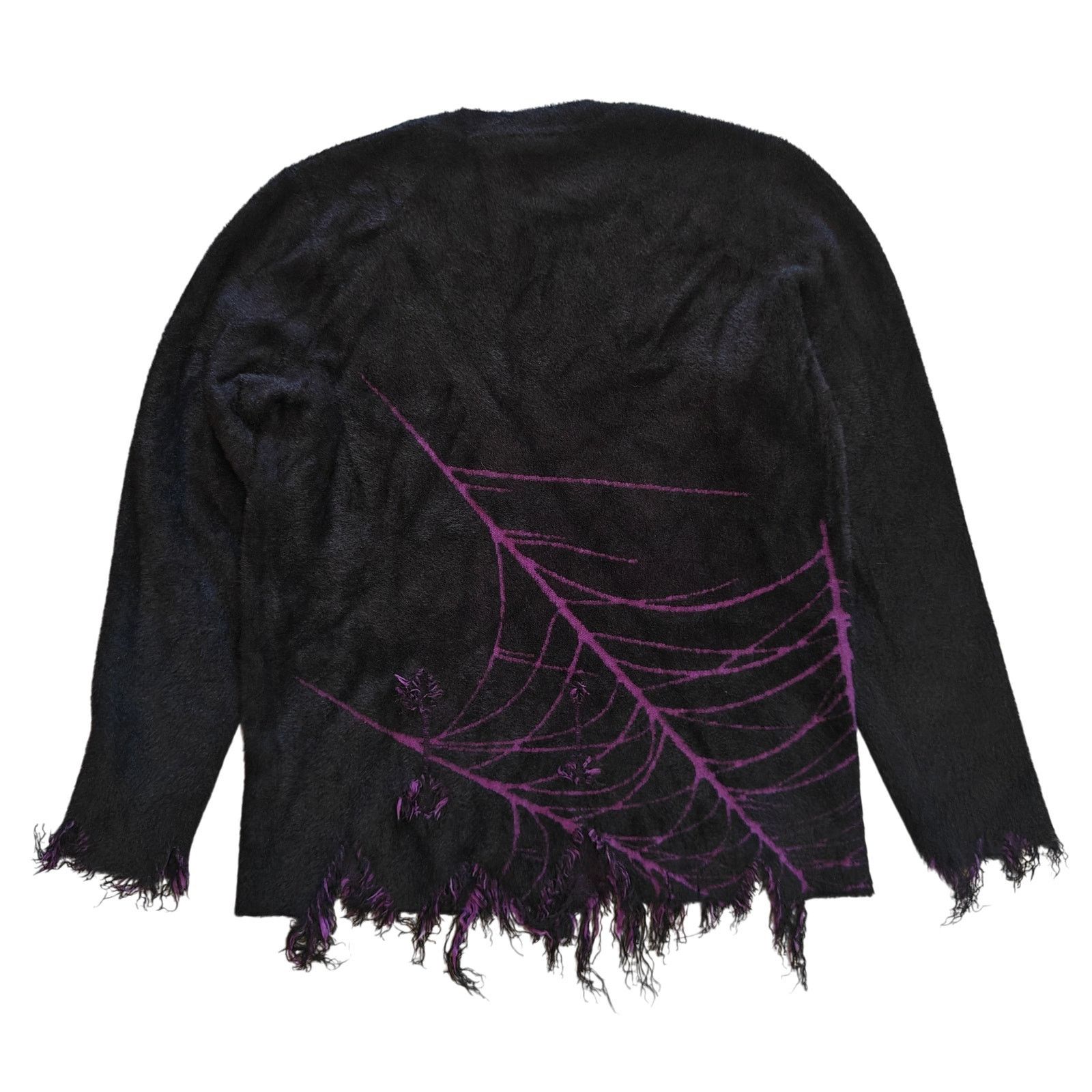 Other Guapi Black Fuzzy Sweater Purple Spiderweb Distressed Hem Size US M / EU 48-50 / 2 - 2 Thumbnail