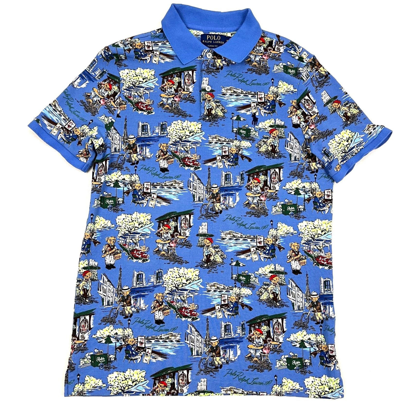 Polo Ralph Lauren Polo Ralph Lauren Polo Shirt Mens M Blue Paris Bear All Over AOP Preppy France Size US M / EU 48-50 / 2 - 2 Thumbnail