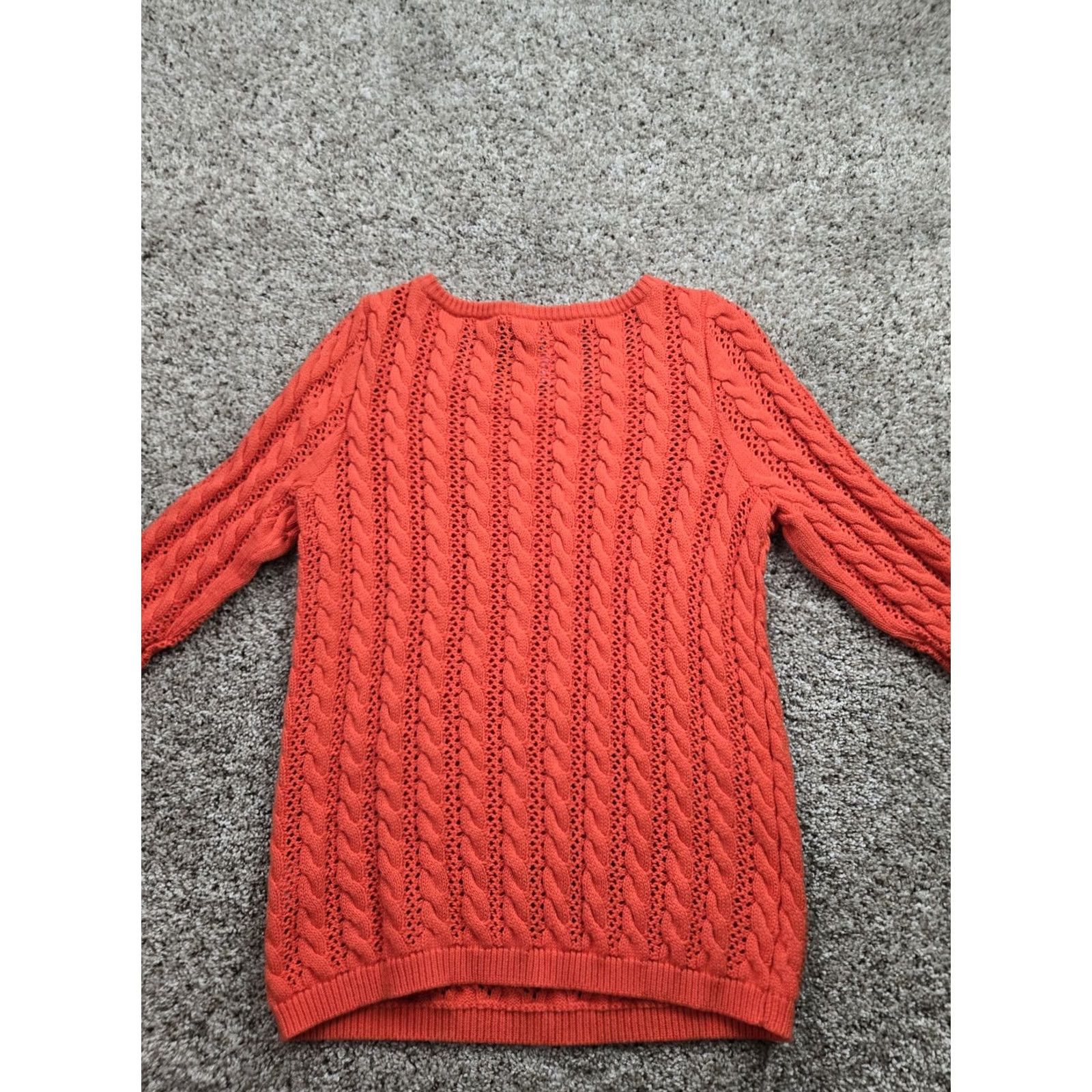Lands' End Lands' End Drifter Sweater Womens Large Orange Cable Knit Long Sleeve Crew Neck Pullover Wool Cotton Nylon Knit Classic Lace Optional Size L / US 10 / IT 46 - 6 Thumbnail