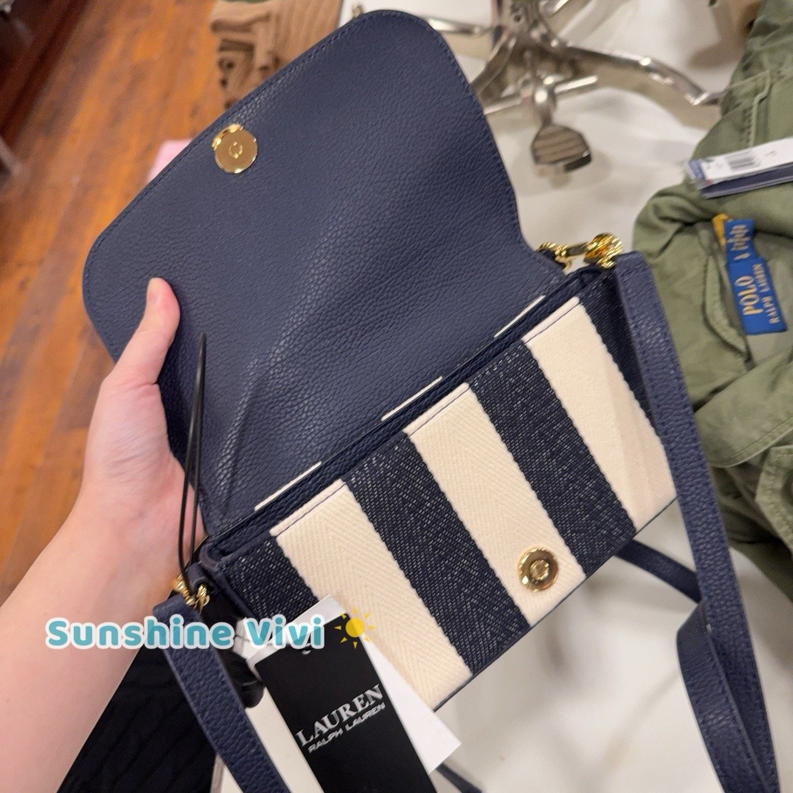 Lauren Ralph Lauren NWT Ralph Lauren Blue Striped Twill Small Adley Shoulder Bag Size ONE SIZE - 5 Thumbnail