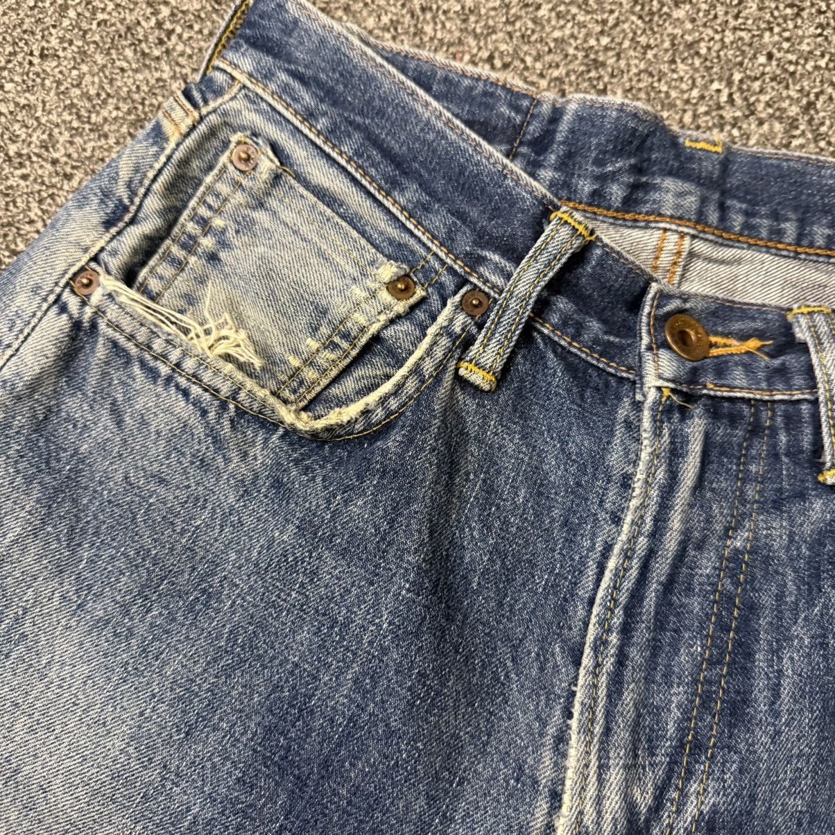 Edwin 🔥🇯🇵 Japanese Distressed Selvedge Edwin 505 Aging Faded Denim Size US 29 - 12 Thumbnail