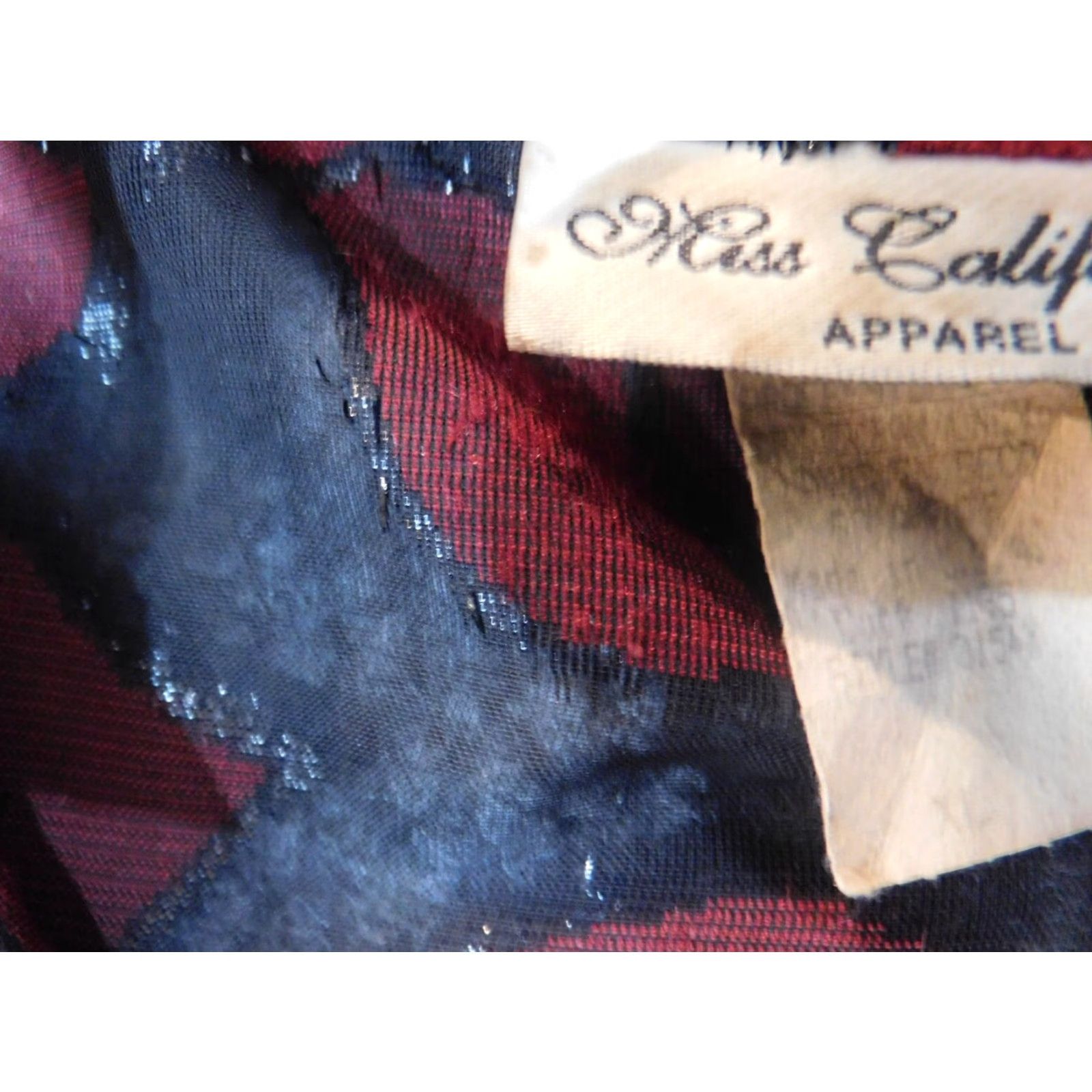 Vintage Miss California Blouse Womens XL Red Sheer Floral Button Down Collared Lightweight Polyester Rayon Casual Regular Size XL / US 12-14 / IT 48-50 - 7 Thumbnail
