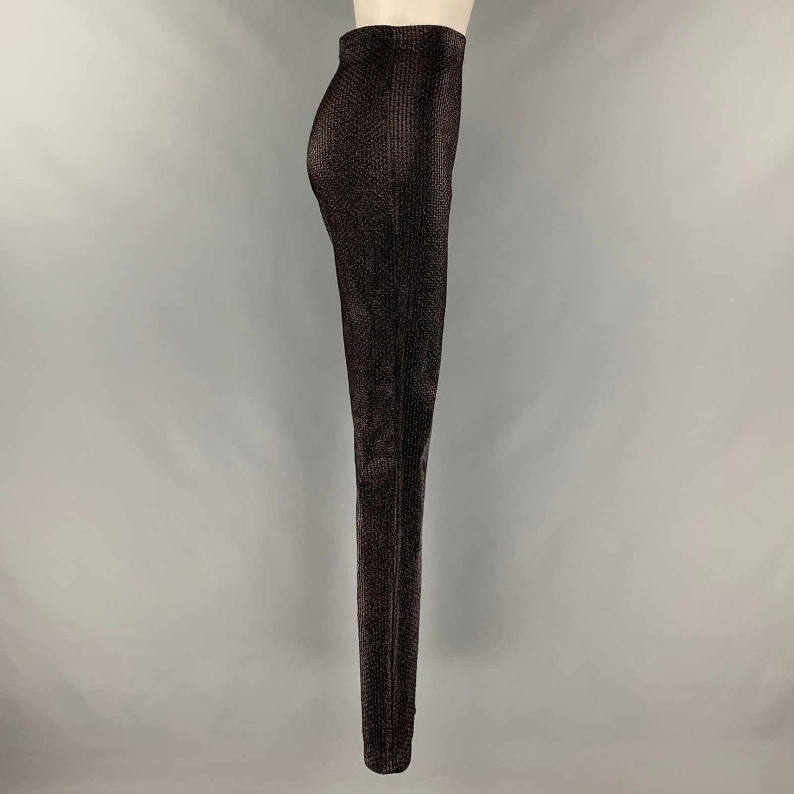 Area AREA Black Viscose Blend Metallic Side Zipper Casual Pants Size 37" - 3 Thumbnail