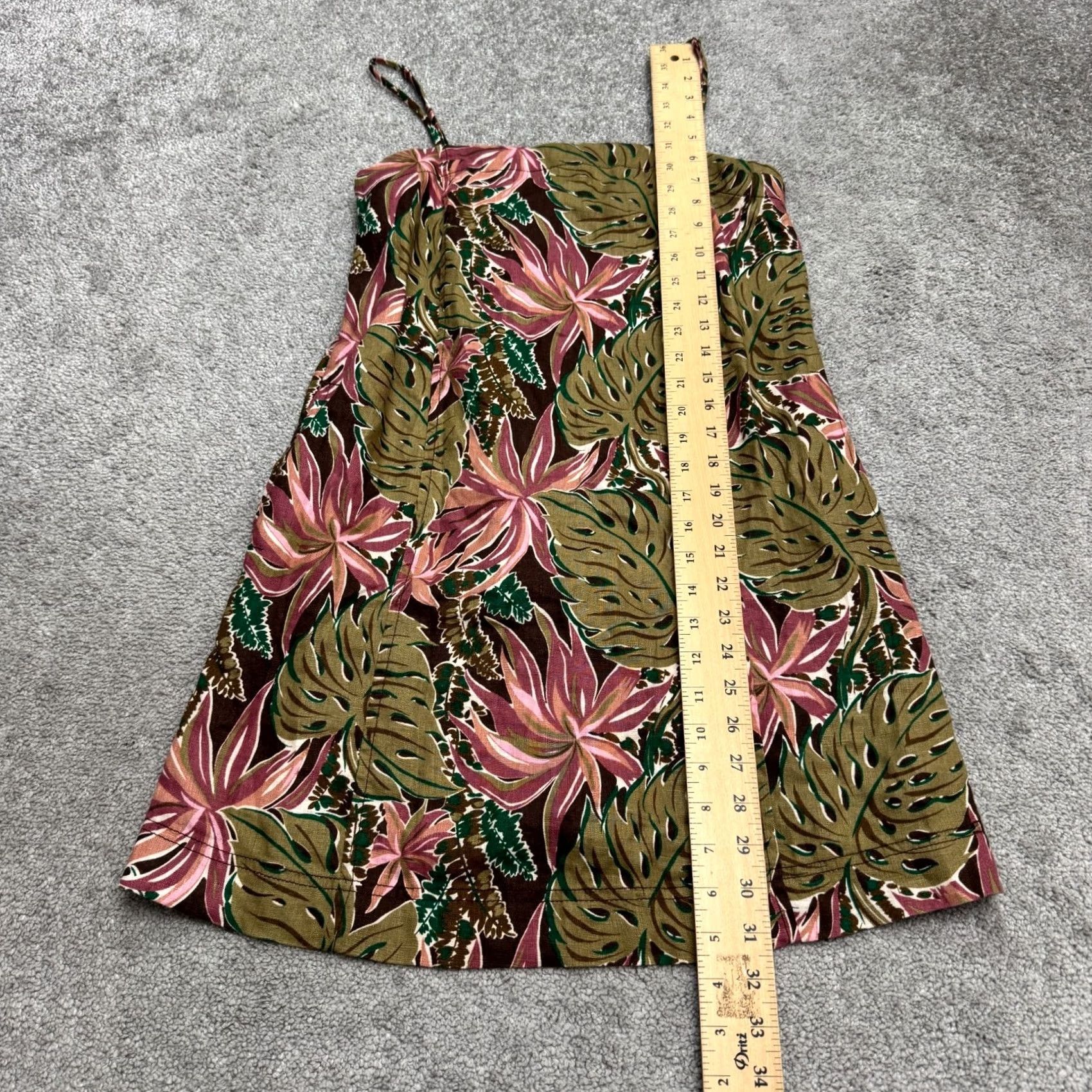 Madewell VINTAGE Madewell Goldie Linen Brushtroke Monstera Summer Mini Sun Dress Womens 0 Summer Size XS / US 0-2 / IT 36-38 - 5 Thumbnail