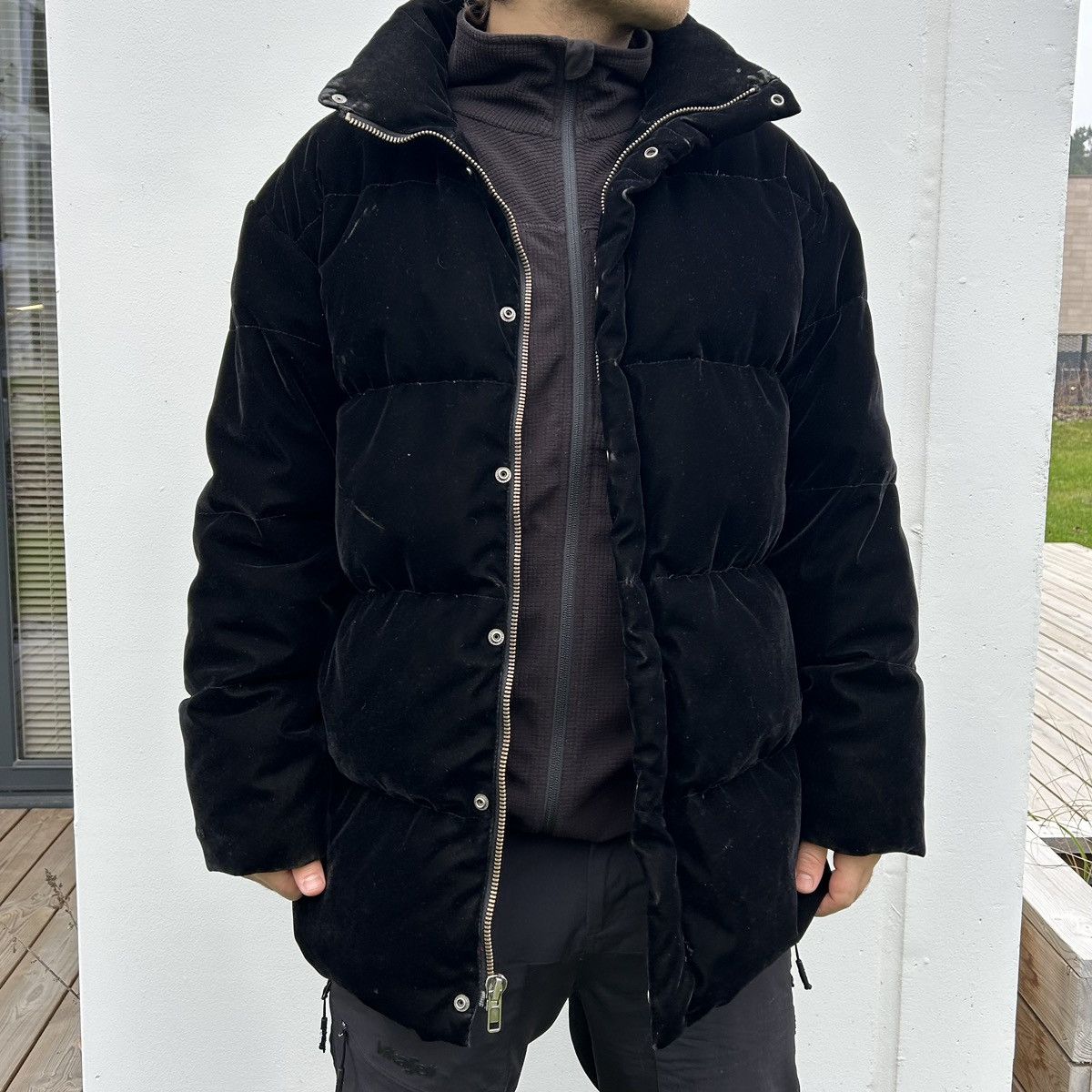 Ralph Lauren × Vintage RALPH LAUREN VINTAGE VELVET MEN'S BLACK PUFFER WINTER JACKET Size US M / EU 48-50 / 2 - 2 Thumbnail