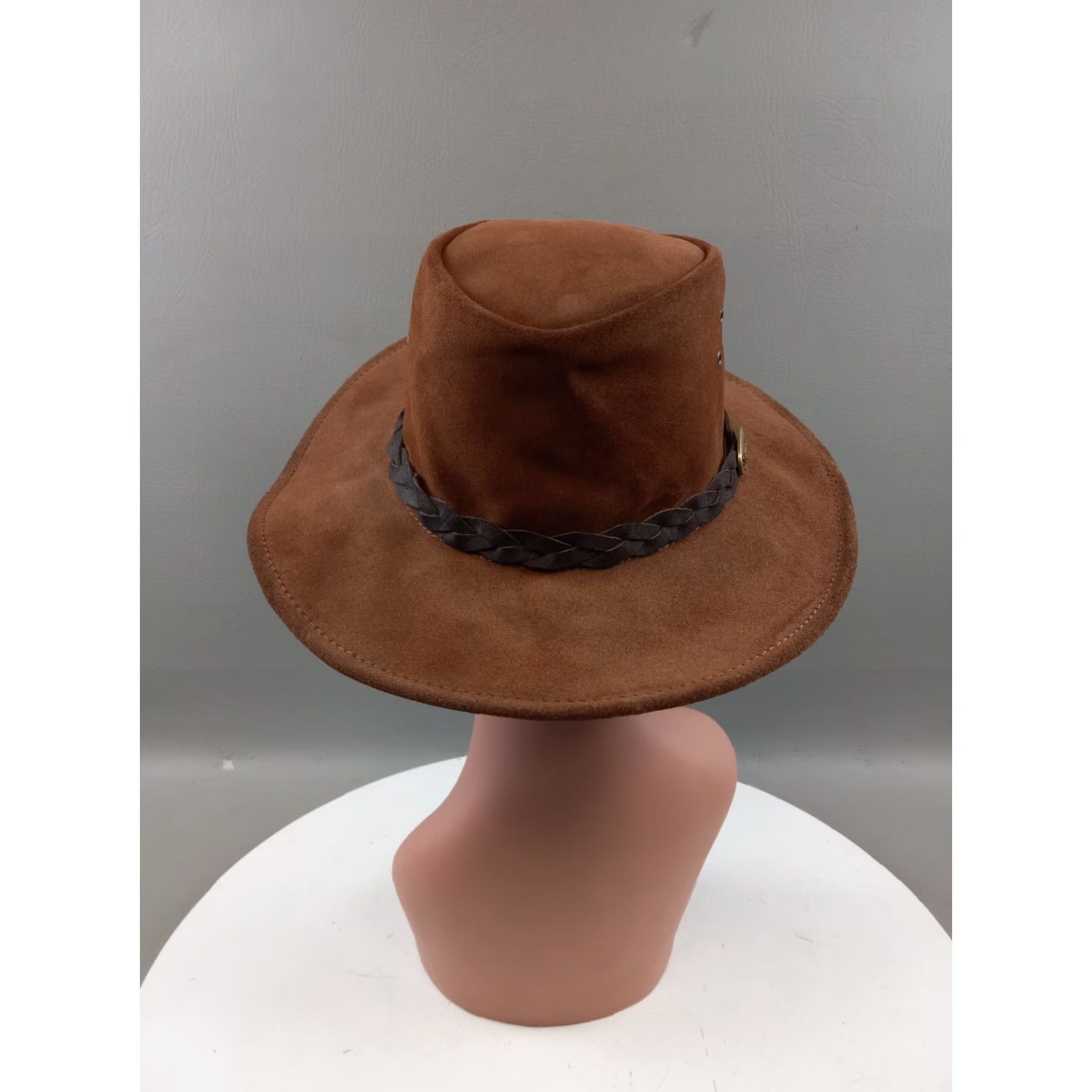 Vintage Jacaru Australia Leather Jacaru Hat M/L Men Brown Leather Outdoor Lightweight Breathable Cowboy Casual Travel Workwear Vintage No Size ONE SIZE - 3 Thumbnail