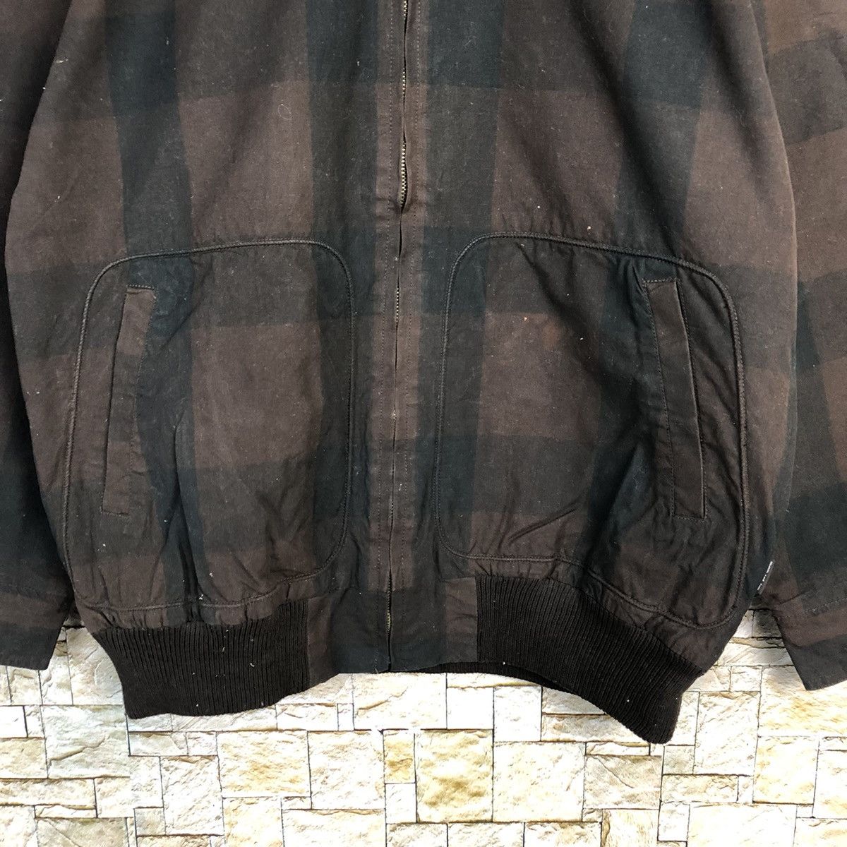 Woolrich Woolen Mills Wool Rich Dark Brown checkered vintage sweatwr jacket #A229 Size US M / EU 48-50 / 2 - 6 Thumbnail