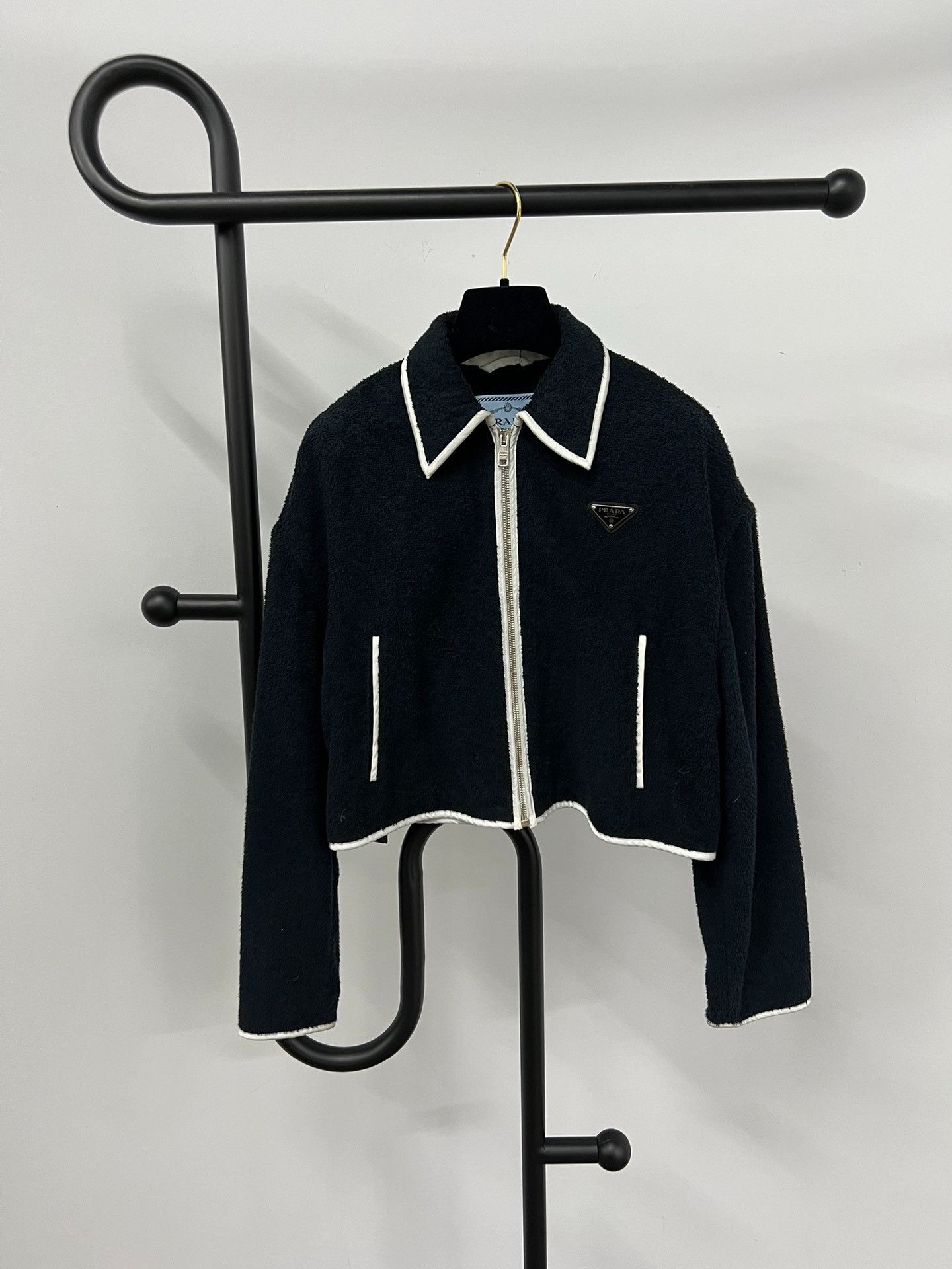 Prada Prada Triangle Logo Terry Cloth Zip Jacket Size S / US 4 / IT 40 - 1 Thumbnail