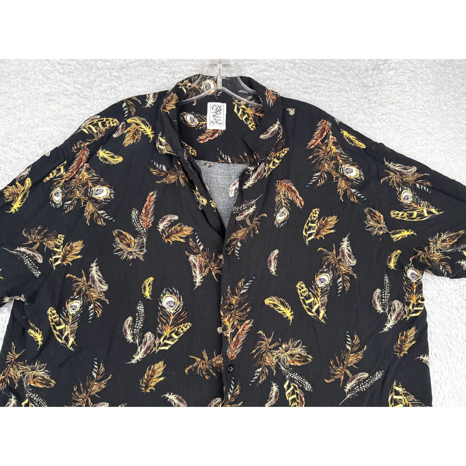 Vintage VINTAGE 185 Couture Shirt Men 1XL Black Floral Feathers AOP Hawaiian Button Cotton Read Size US XL / EU 56 / 4 - 4 Thumbnail