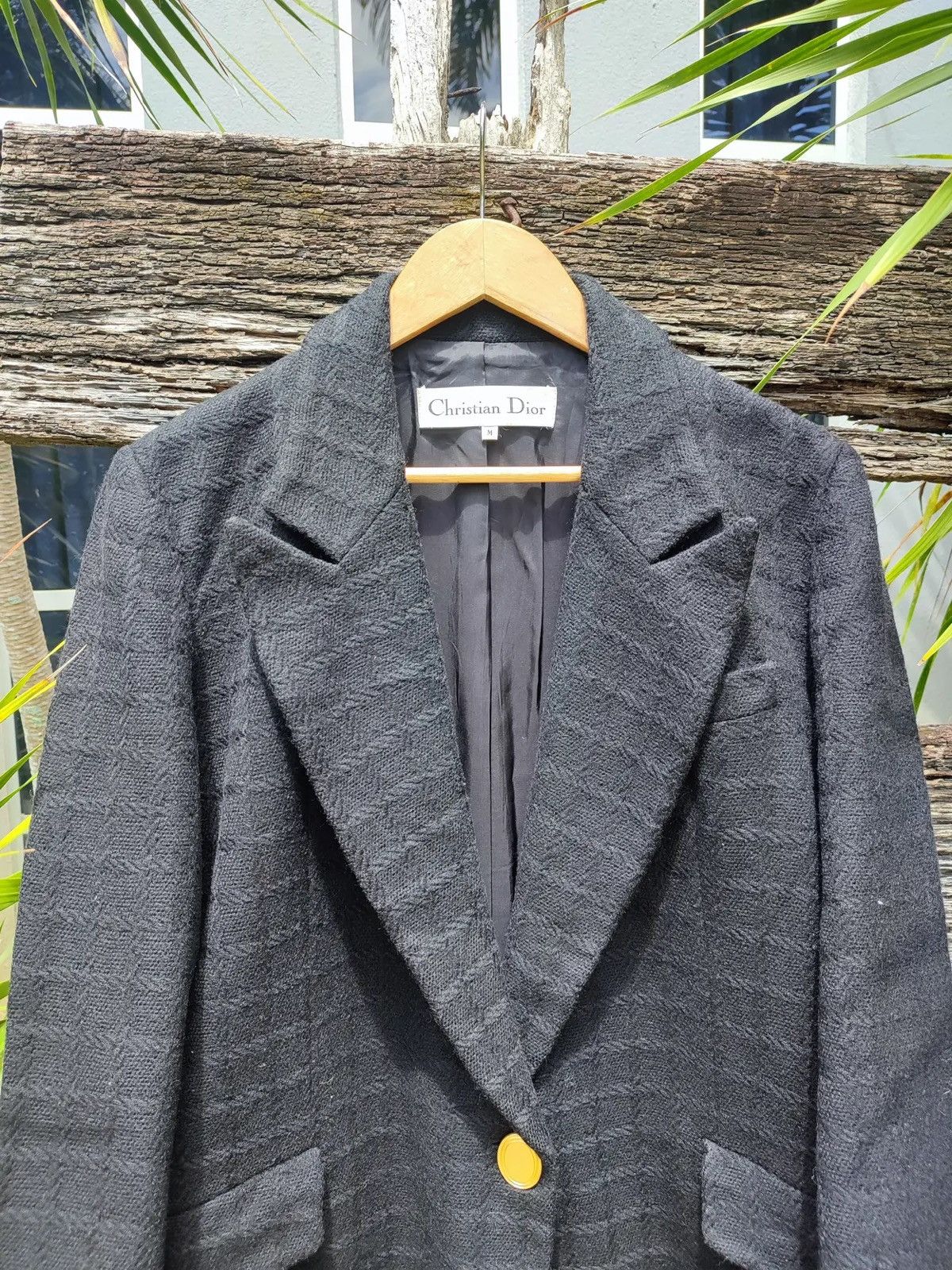 Christian Dior Monsieur Christian Dior Black Textured Wool Blazer – Classic Tailored Size M / US 6-8 / IT 42-44 - 2 Thumbnail