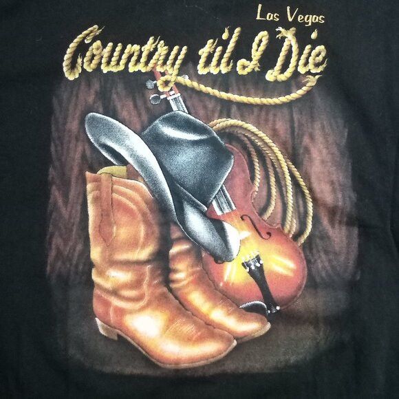 Vintage Vintage Country 'Til I Die Las Vegas Graphic T-Shirt Size US S / EU 44-46 / 1 - 1 Thumbnail