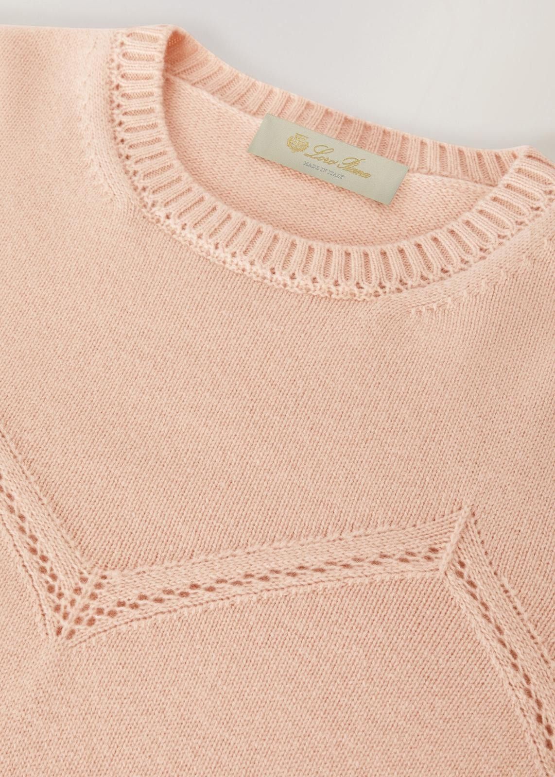 Loro Piana o1srvl11e1024 Cocooning Crewneck Fine Ajour Sweater in Pink Size XXL / US 16-18 / IT 52-54 - 5 Thumbnail