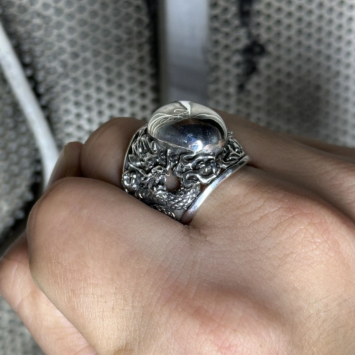Sterling Silver Dual Dragon Egg Sterling Silver Ring Size ONE SIZE - 6 Thumbnail