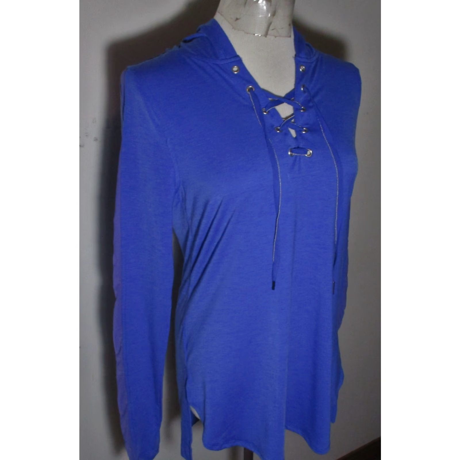 Nanette Lepore NANETTE LEPORE Blue Lyocell Blend Rope Tie Hoodie Women's S/P Size S / US 4 / IT 40 - 3 Thumbnail