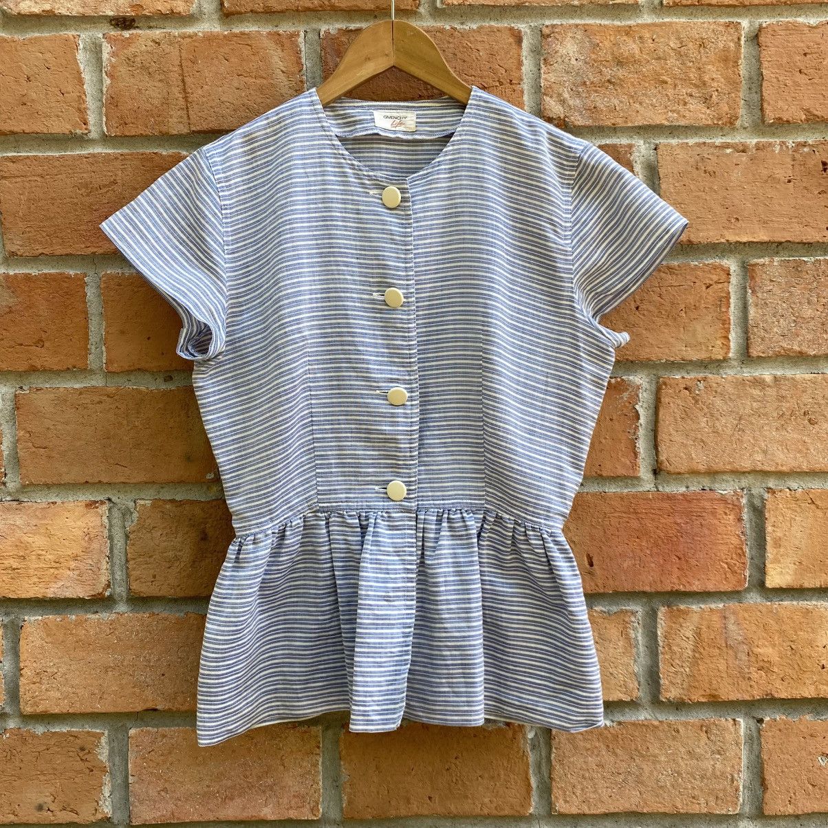 Givenchy Givenchy Blue Striped Peplum Button-Down Top Size S / US 4 / IT 40 - 3 Thumbnail