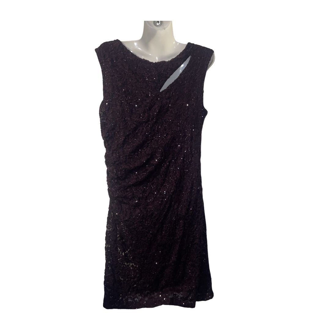 Other Scarlett Purple Sequin Ruched Dress SZ 12 Special Occassion Size XL / US 12-14 / IT 48-50 - 3 Thumbnail