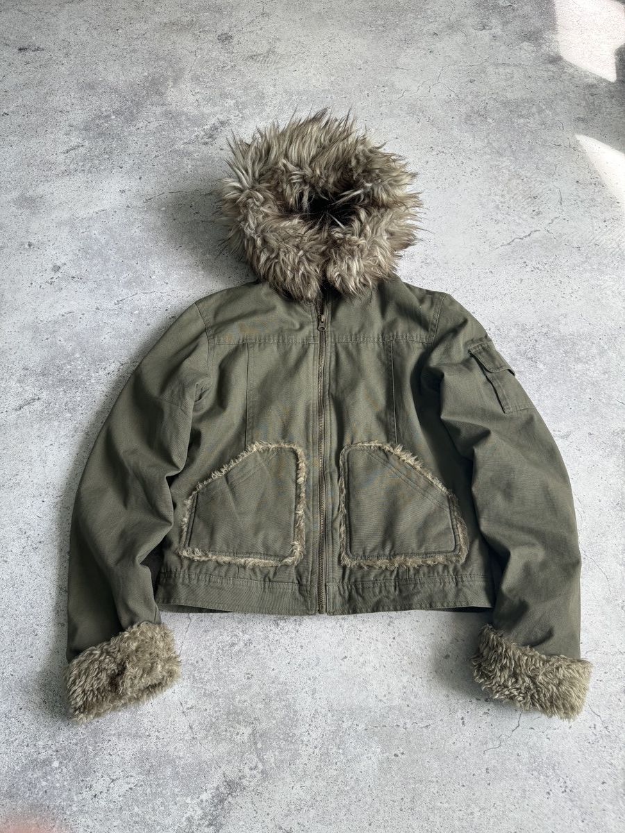 image of Beauty Beast x If Six Was Nine Vintage Japanese Mega Fur Hood Ifsixwasnine Style Jacket in Khaki Gr