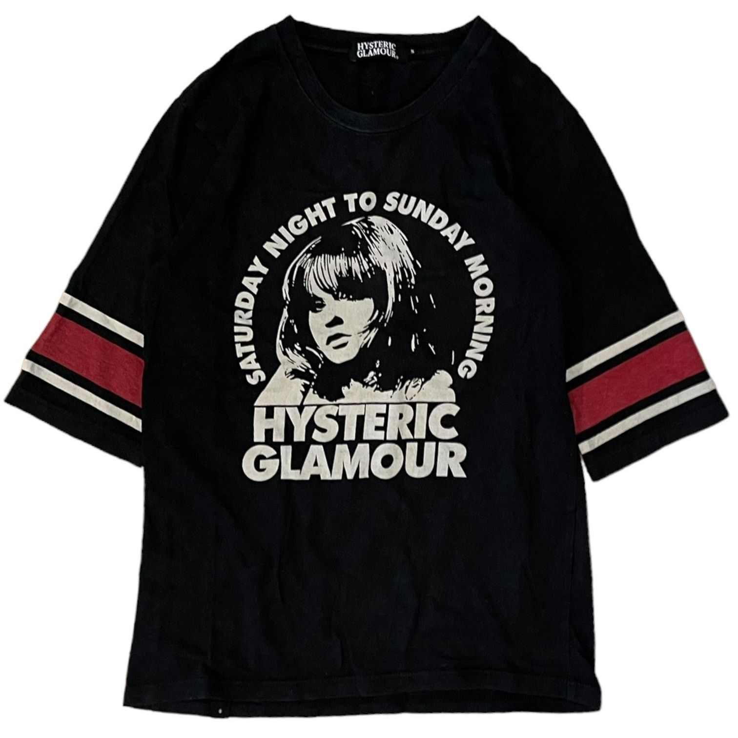 image of Hysteric Glamour Girl Saturday Sunday Morning 3/4 Sleeve Tee in Black, Men's (Size Small)
