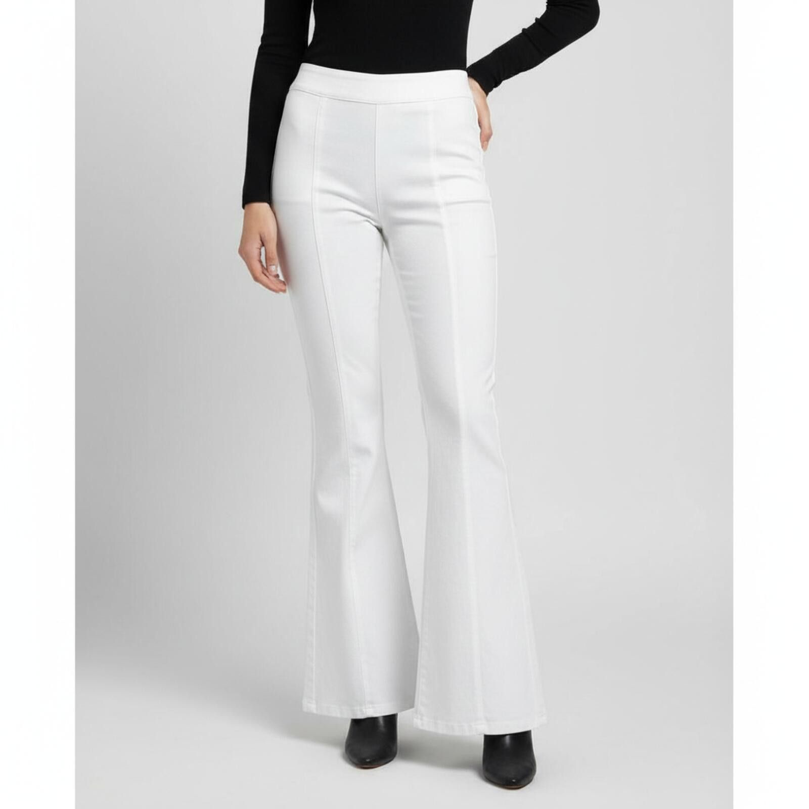 Celio Cello wide bell bottom flare Leg Stretch Pants White Size L Size 36" / US 14 / IT 50 - 1 Thumbnail