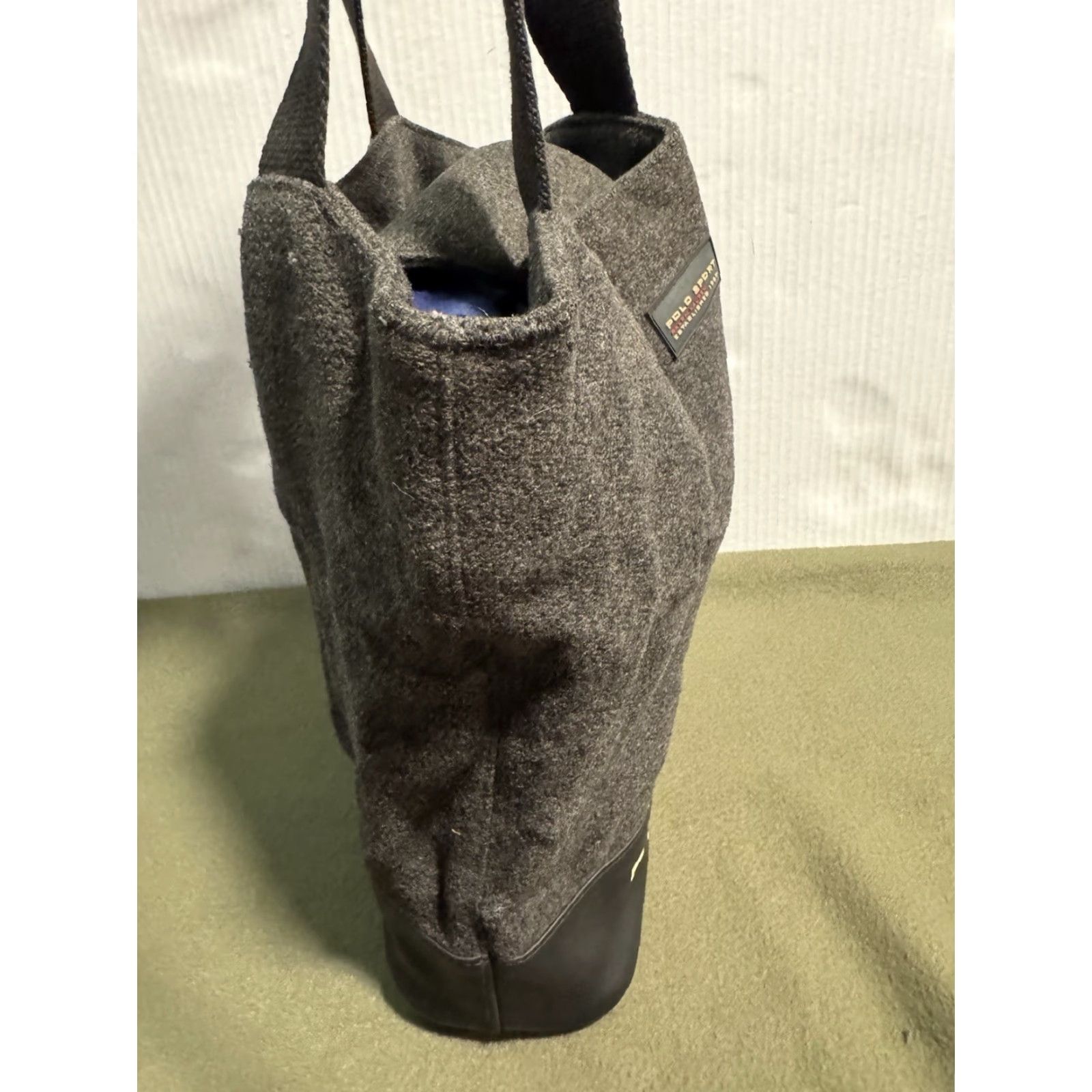 Vintage VINTAGE Polo Sport Ralph Lauren Wool Blend Tote Bag Grey 90s Y2K Streetwear Womens Medium Black Gray Logo Wool Exterior Knit Travel Casual Tote Size ONE SIZE - 4 Thumbnail